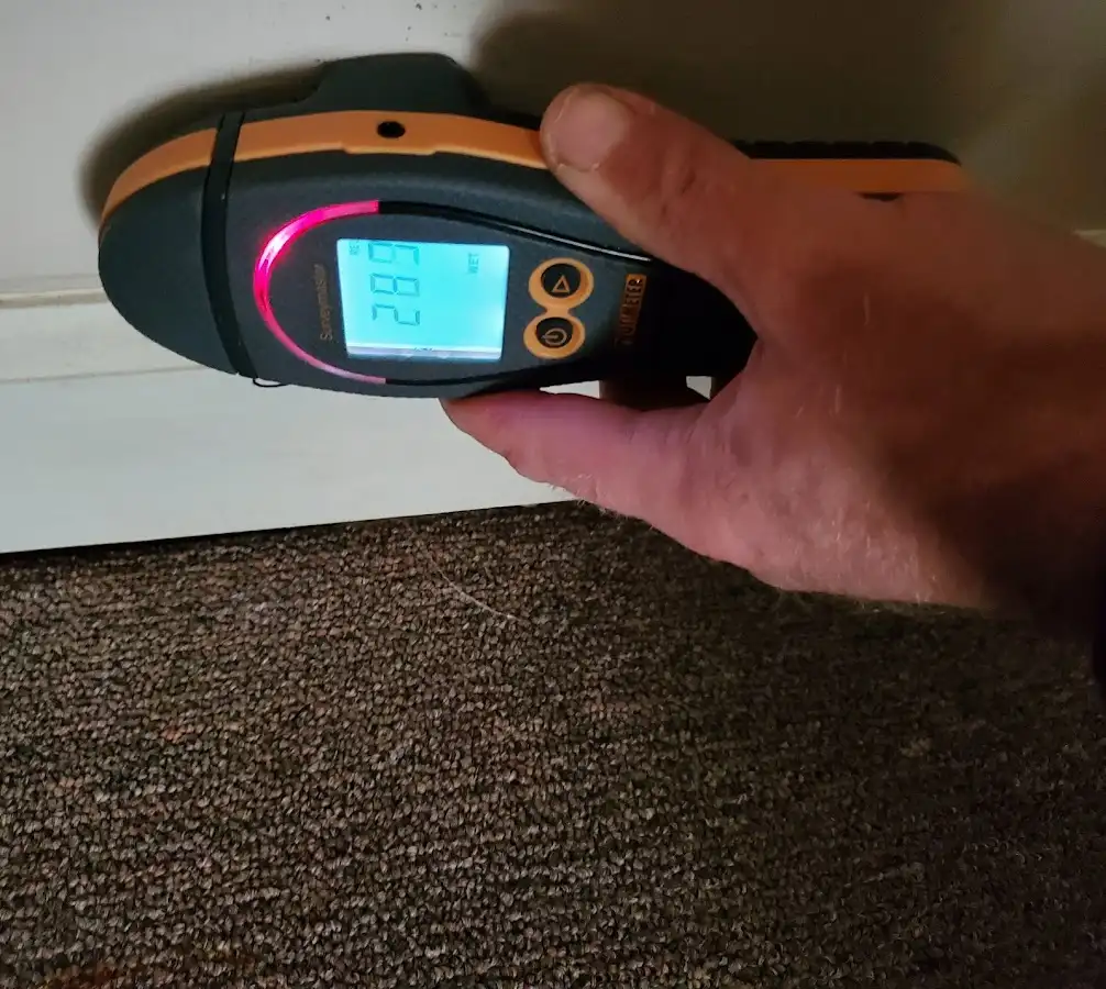 Moisture detection at baseboard during Burst Pipe Cleanup in Pocatello